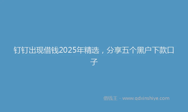 钉钉出现借钱2025年精选，分享五个黑户下款口子