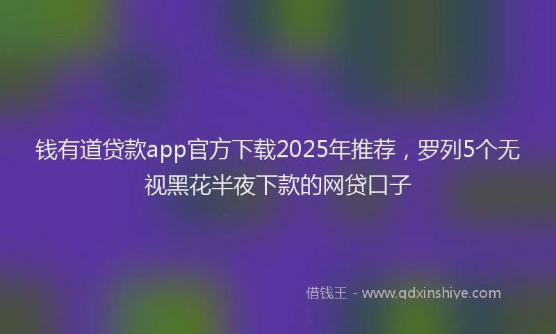 钱有道贷款app官方下载2025年推荐，罗列5个无视黑花半夜下款的网贷口子