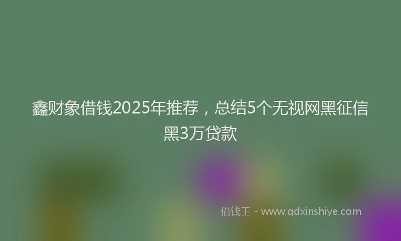 鑫财象借钱2025年推荐，总结5个无视网黑征信黑3万贷款