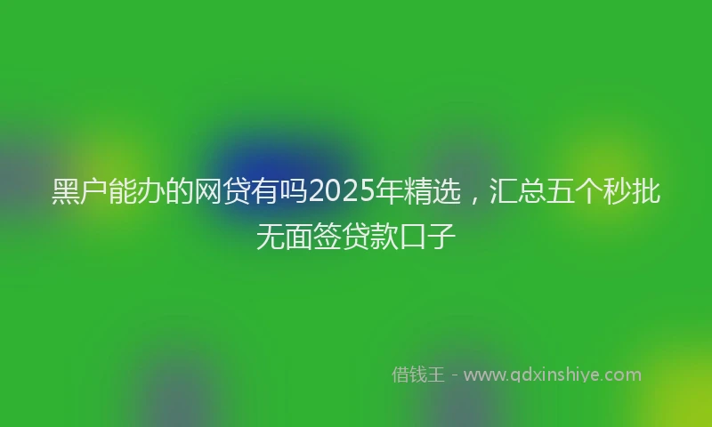黑户能办的网贷有吗2025年精选，汇总五个秒批无面签贷款口子