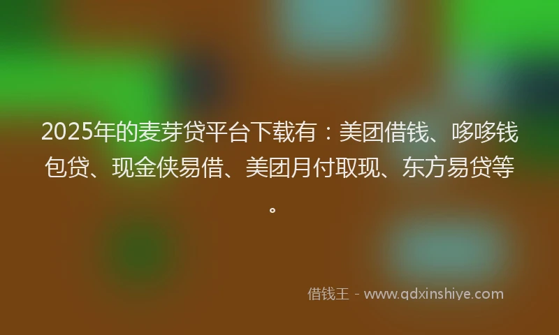 2025年的麦芽贷平台下载有：美团借钱、哆哆钱包贷、现金侠易借、美团月付取现、东方易贷等。