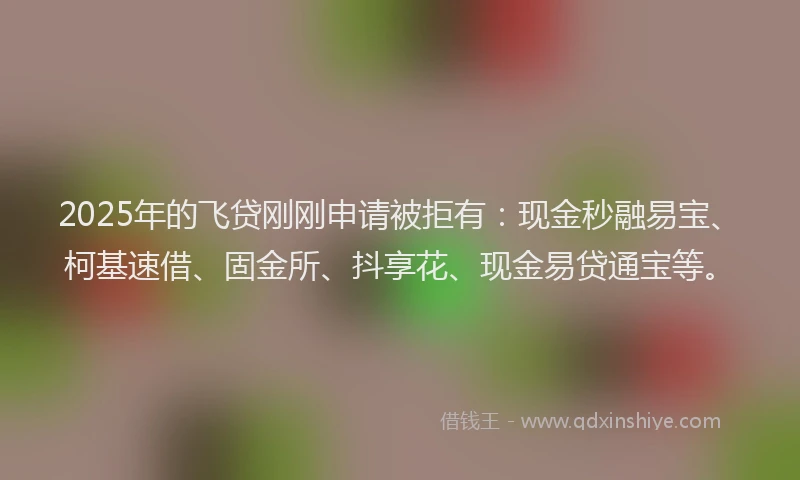 2025年的飞贷刚刚申请被拒有：现金秒融易宝、柯基速借、固金所、抖享花、现金易贷通宝等。