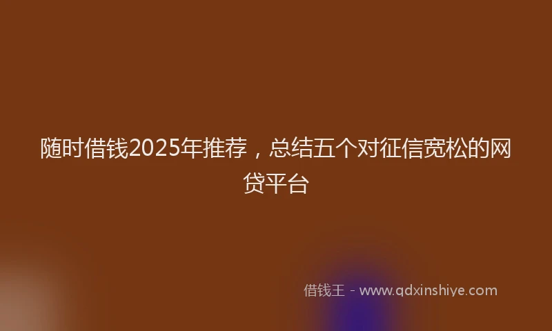 随时借钱2025年推荐，总结五个对征信宽松的网贷平台