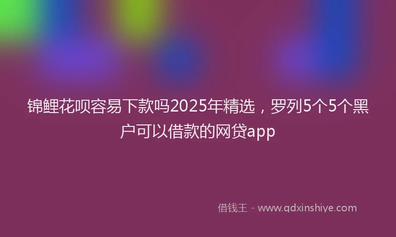 锦鲤花呗容易下款吗2025年精选，罗列5个5个黑户可以借款的网贷app