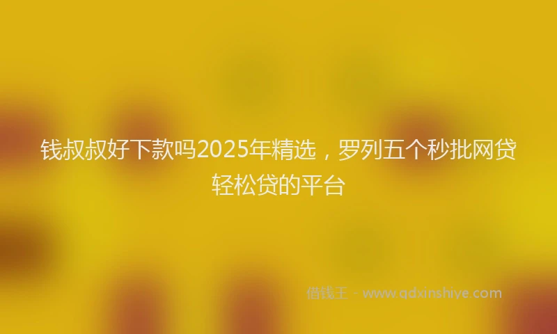 钱叔叔好下款吗2025年精选，罗列五个秒批网贷轻松贷的平台