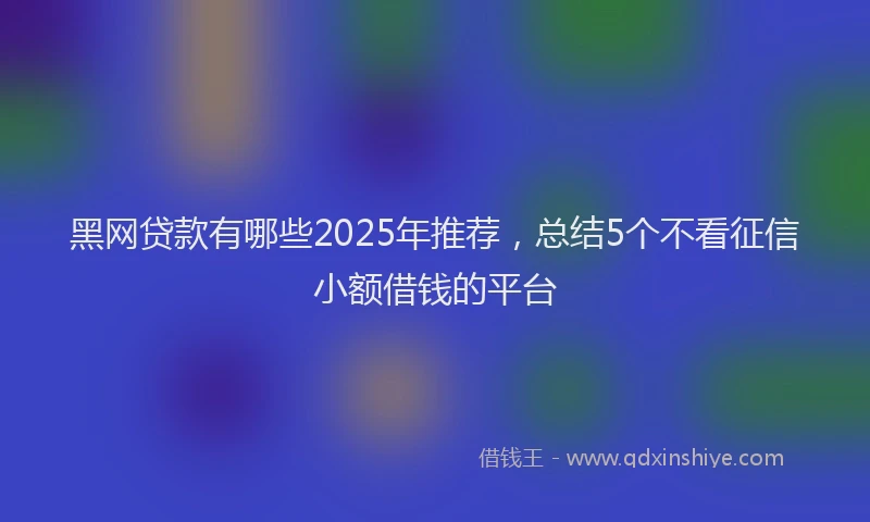 黑网贷款有哪些2025年推荐，总结5个不看征信小额借钱的平台