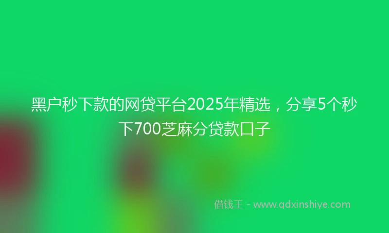 黑户秒下款的网贷平台2025年精选，分享5个秒下700芝麻分贷款口子