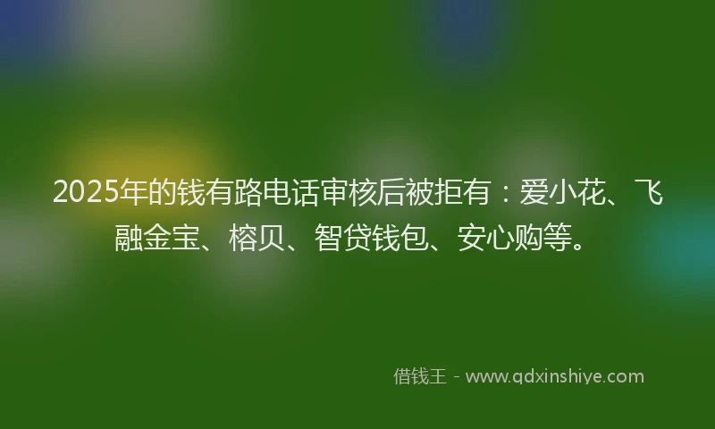 2025年的钱有路电话审核后被拒有：爱小花、飞融金宝、榕贝、智贷钱包、安心购等。