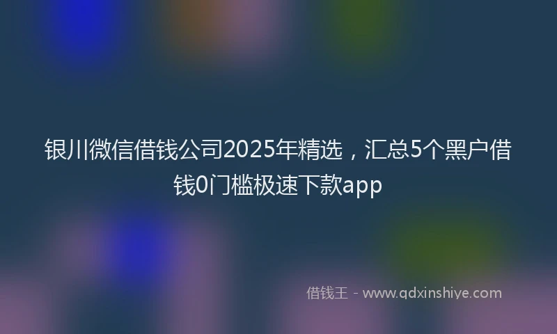 银川微信借钱公司2025年精选，汇总5个黑户借钱0门槛极速下款app