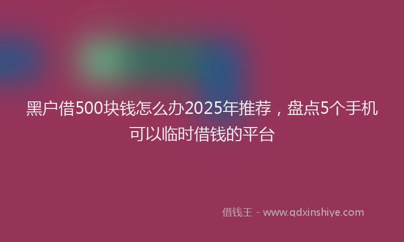 黑户借500块钱怎么办2025年推荐，盘点5个手机可以临时借钱的平台