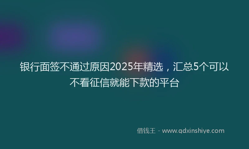 银行面签不通过原因2025年精选，汇总5个可以不看征信就能下款的平台