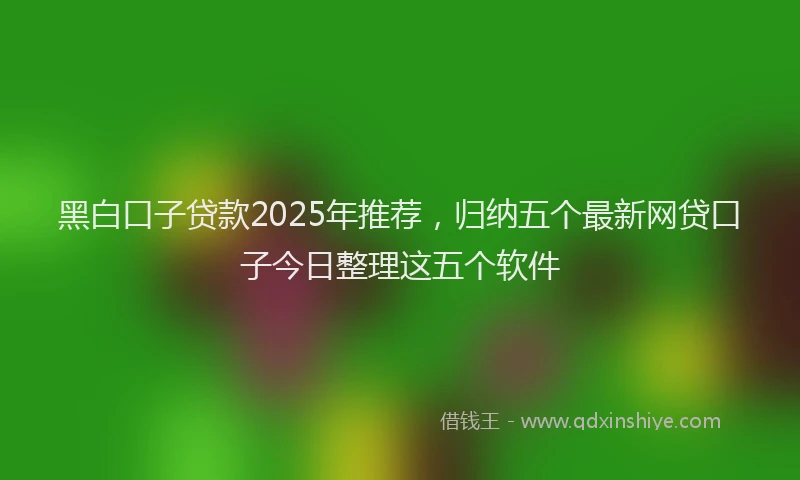 黑白口子贷款2025年推荐，归纳五个最新网贷口子今日整理这五个软件