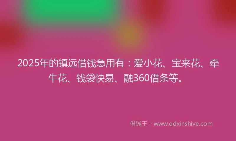 2025年的镇远借钱急用有：爱小花、宝来花、牵牛花、钱袋快易、融360借条等。