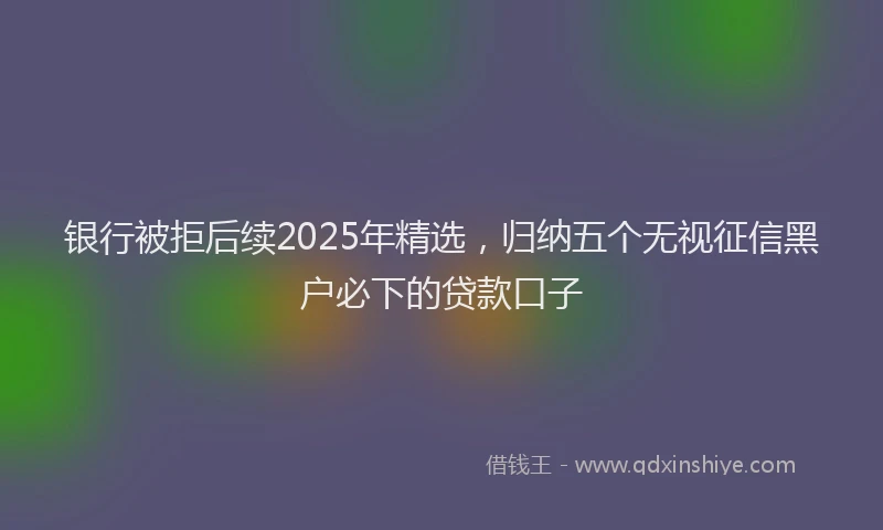 银行被拒后续2025年精选，归纳五个无视征信黑户必下的贷款口子