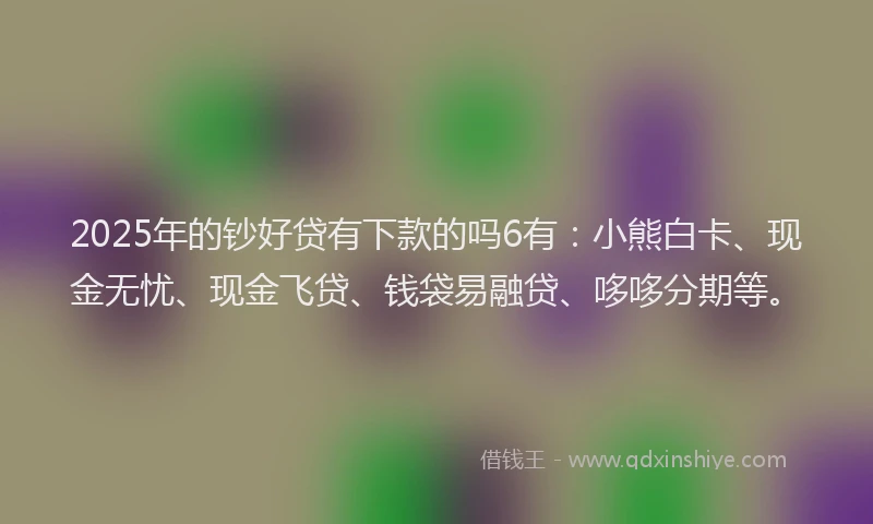 2025年的钞好贷有下款的吗6有：小熊白卡、现金无忧、现金飞贷、钱袋易融贷、哆哆分期等。