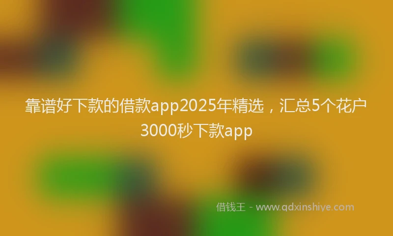 靠谱好下款的借款app2025年精选，汇总5个花户3000秒下款app