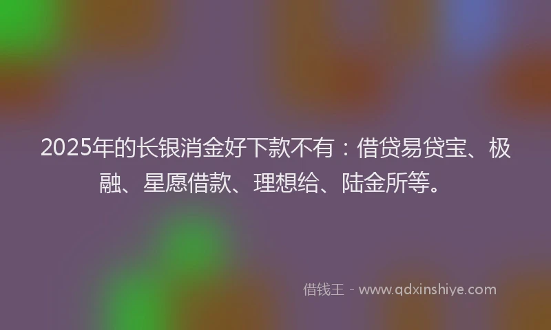 2025年的长银消金好下款不有：借贷易贷宝、极融、星愿借款、理想给、陆金所等。