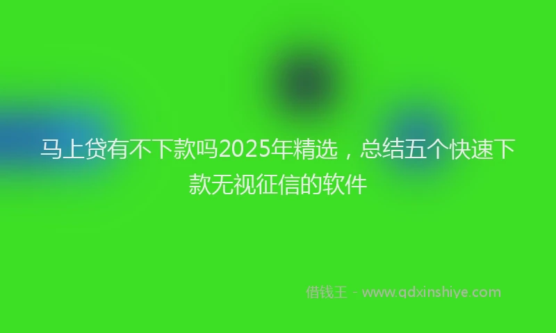 马上贷有不下款吗2025年精选，总结五个快速下款无视征信的软件