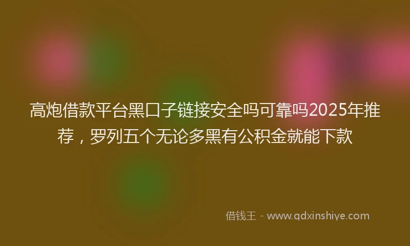 高炮借款平台黑口子链接安全吗可靠吗2025年推荐，罗列五个无论多黑有公积金就能下款