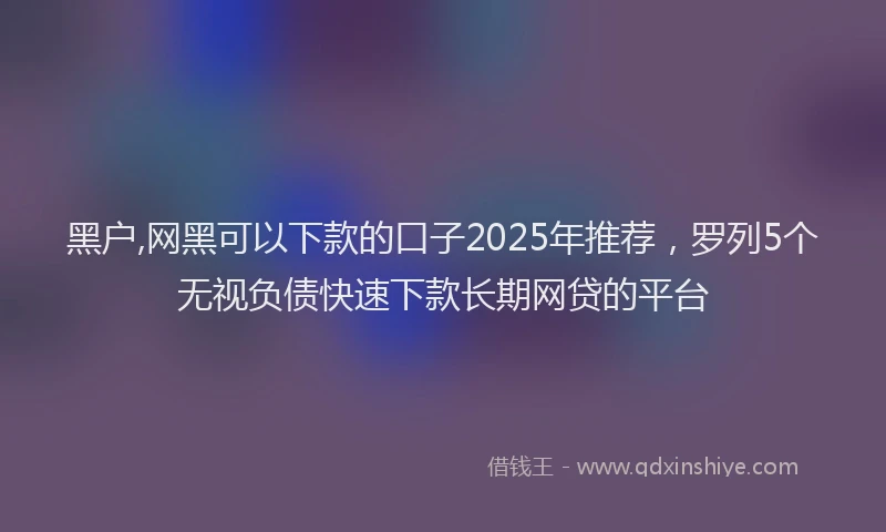 黑户,网黑可以下款的口子2025年推荐，罗列5个无视负债快速下款长期网贷的平台