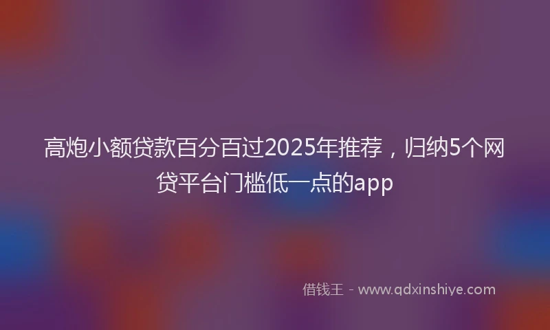 高炮小额贷款百分百过2025年推荐，归纳5个网贷平台门槛低一点的app
