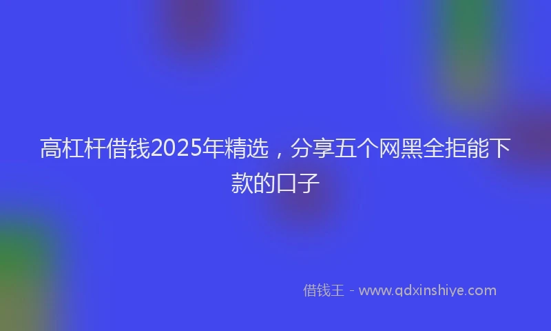 高杠杆借钱2025年精选，分享五个网黑全拒能下款的口子