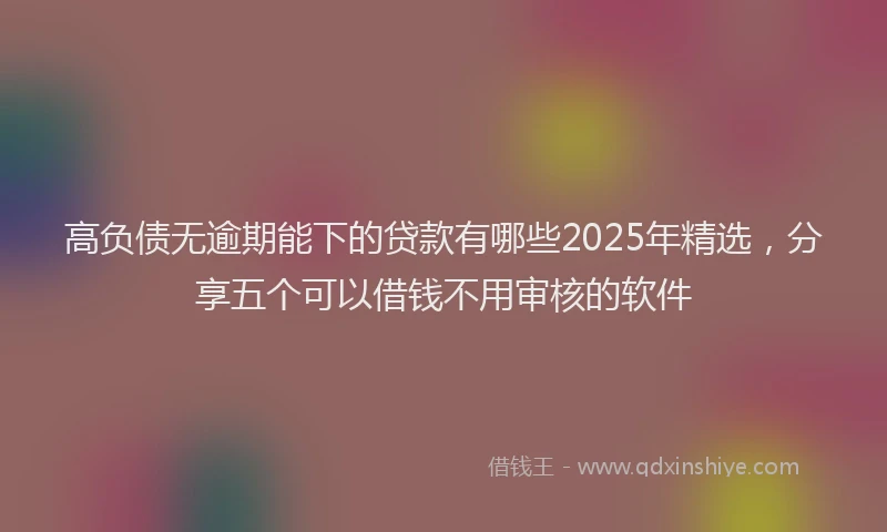 高负债无逾期能下的贷款有哪些2025年精选，分享五个可以借钱不用审核的软件