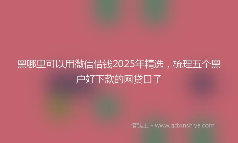 黑哪里可以用微信借钱2025年精选，梳理五个黑户好下款的网贷口子