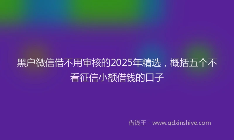 黑户微信借不用审核的2025年精选，概括五个不看征信小额借钱的口子