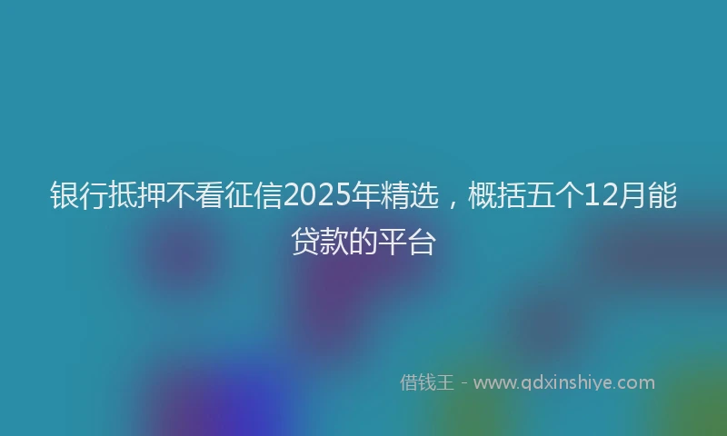 银行抵押不看征信2025年精选，概括五个12月能贷款的平台