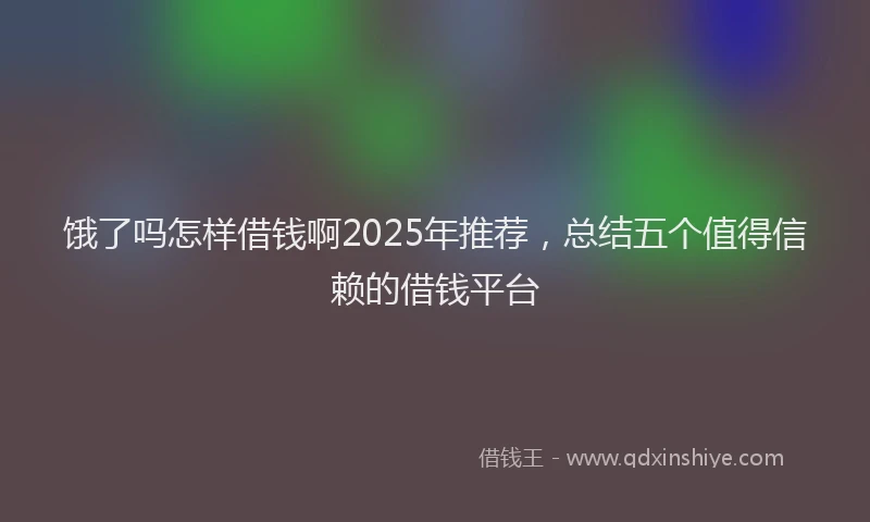 饿了吗怎样借钱啊2025年推荐，总结五个值得信赖的借钱平台