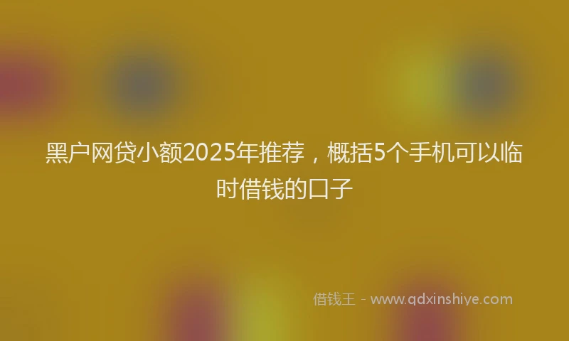 黑户网贷小额2025年推荐，概括5个手机可以临时借钱的口子