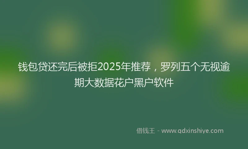 钱包贷还完后被拒2025年推荐，罗列五个无视逾期大数据花户黑户软件