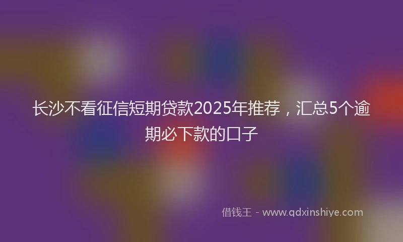 长沙不看征信短期贷款2025年推荐，汇总5个逾期必下款的口子