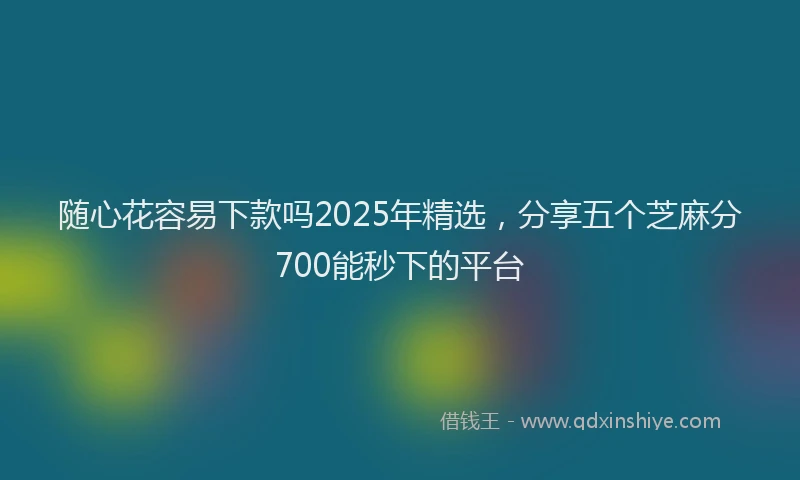 随心花容易下款吗2025年精选，分享五个芝麻分700能秒下的平台