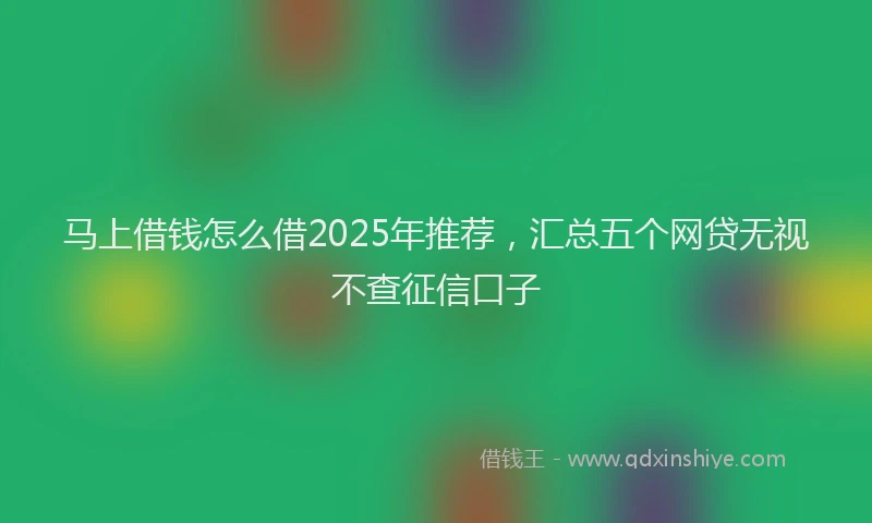 马上借钱怎么借2025年推荐，汇总五个网贷无视不查征信口子