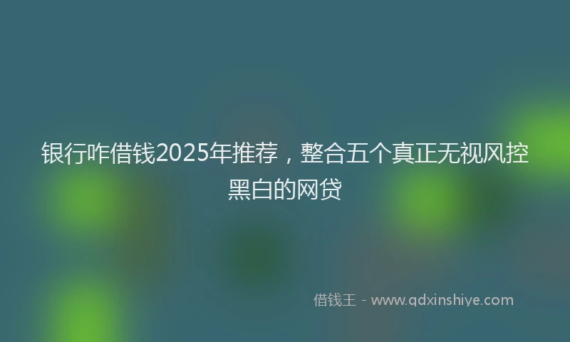 银行咋借钱2025年推荐，整合五个真正无视风控黑白的网贷
