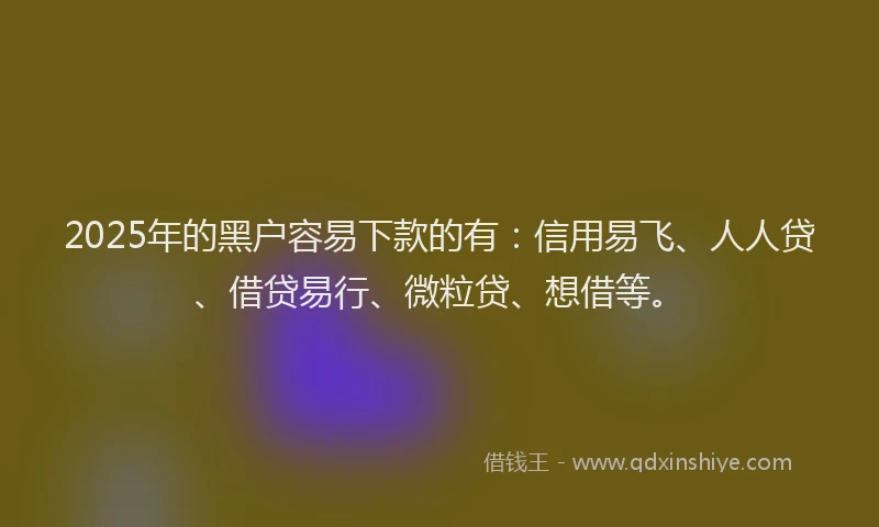 2025年的黑户容易下款的有：信用易飞、人人贷、借贷易行、微粒贷、想借等。