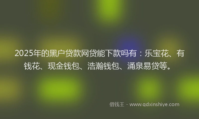 2025年的黑户贷款网贷能下款吗有：乐宝花、有钱花、现金钱包、浩瀚钱包、涌泉易贷等。