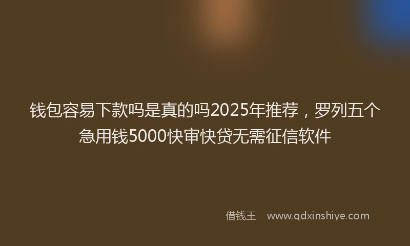 钱包容易下款吗是真的吗2025年推荐，罗列五个急用钱5000快审快贷无需征信软件