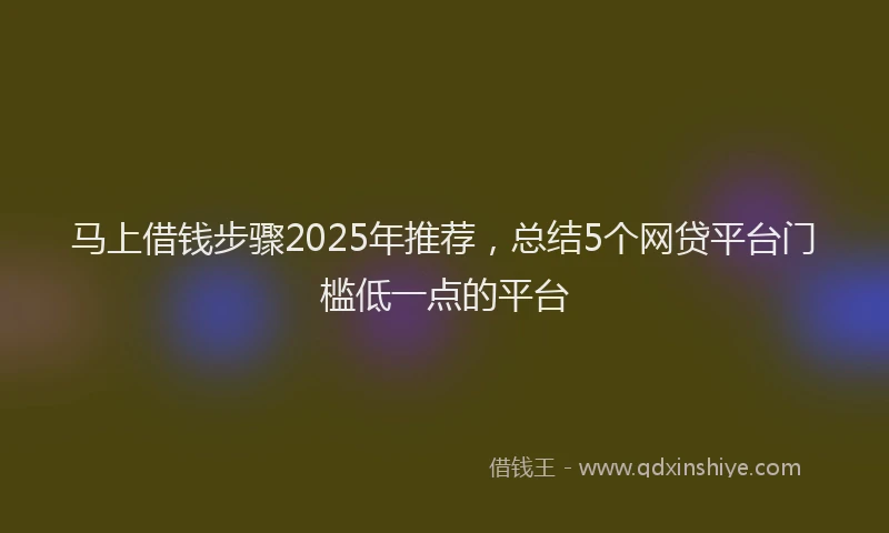 马上借钱步骤2025年推荐，总结5个网贷平台门槛低一点的平台