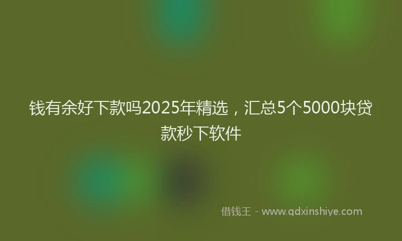 钱有余好下款吗2025年精选，汇总5个5000块贷款秒下软件