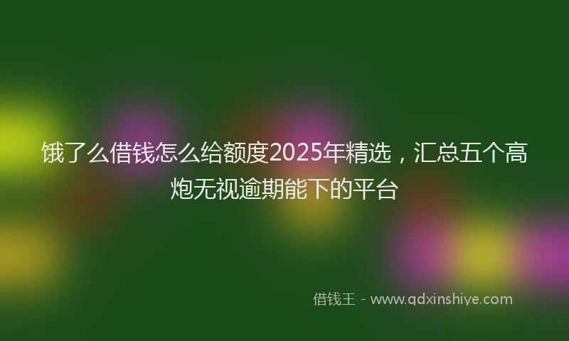 饿了么借钱怎么给额度2025年精选，汇总五个高炮无视逾期能下的平台