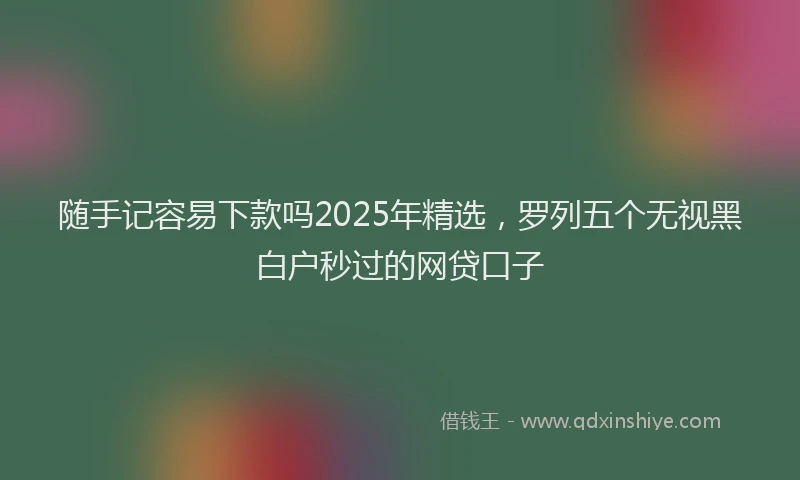 随手记容易下款吗2025年精选，罗列五个无视黑白户秒过的网贷口子