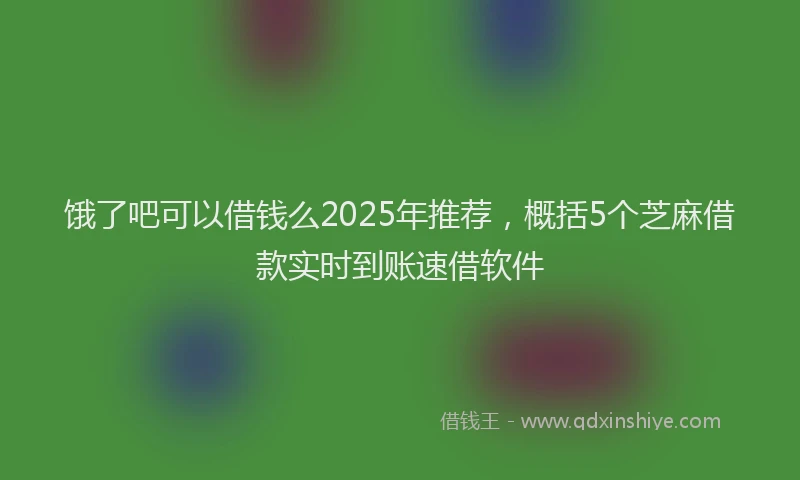 饿了吧可以借钱么2025年推荐，概括5个芝麻借款实时到账速借软件