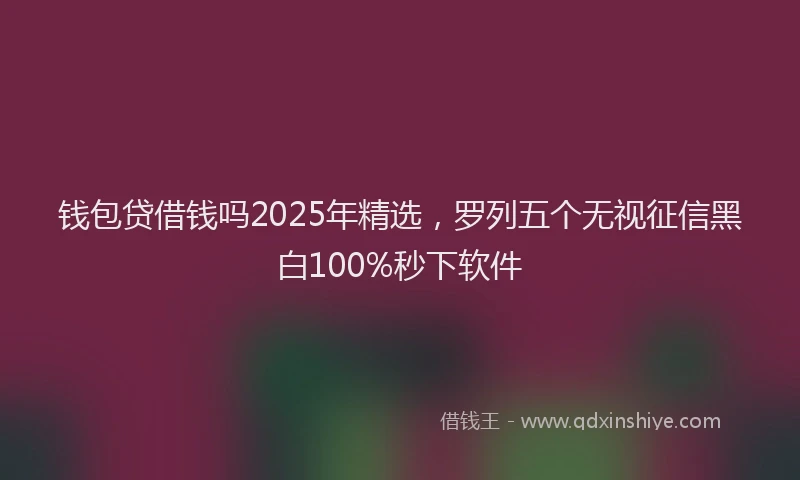 钱包贷借钱吗2025年精选，罗列五个无视征信黑白100%秒下软件