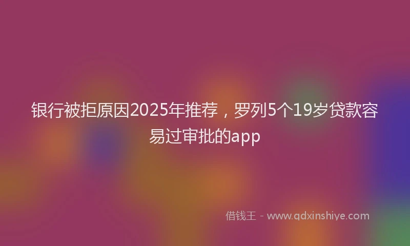 银行被拒原因2025年推荐，罗列5个19岁贷款容易过审批的app