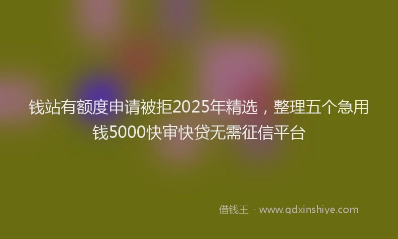 钱站有额度申请被拒2025年精选，整理五个急用钱5000快审快贷无需征信平台