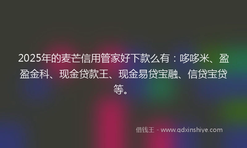 2025年的麦芒信用管家好下款么有：哆哆米、盈盈金科、现金贷款王、现金易贷宝融、信贷宝贷等。