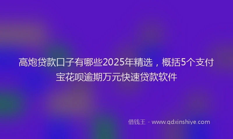高炮贷款口子有哪些2025年精选，概括5个支付宝花呗逾期万元快速贷款软件